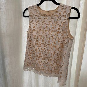 HOBBS LONDON ELMA TOP - SLEEVELESS FLORAL IVORY WITH BEIGE LINING  (NUDE/IVORY)